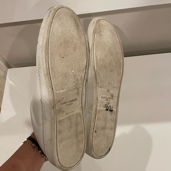 🇫🇷 Saint Laurent White Signature Court Classic Lips Sneakers - Picture 11 of 13